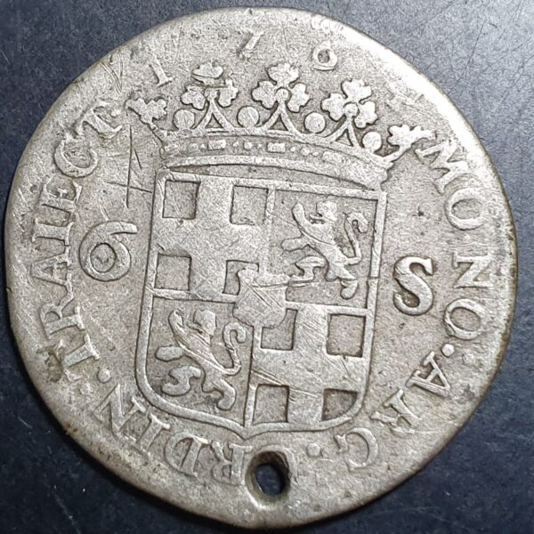 Netherlands 6 Stuiver Scheepjesschelling Utrecht 1764 Silver VG - Image 2