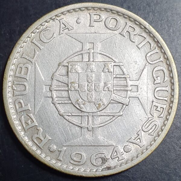 Portuguese Timor Portugal 10 Escudos 1964 Silver AU Sharp Detail - Image 2