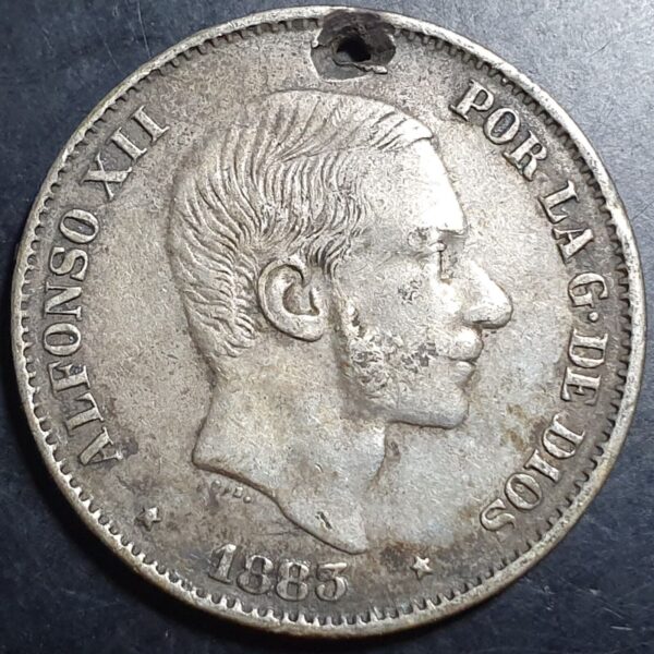 Spain Philippines 50 Centimos Alfonso XII 1883 XF Sharp Detail