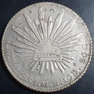 Mexico Second Republic 8 Reales 1884 Mo MH Mexico City Mint Sharp Detail