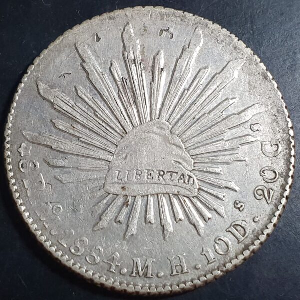 Mexico Second Republic 8 Reales 1884 Mo MH Mexico City Mint Sharp Detail