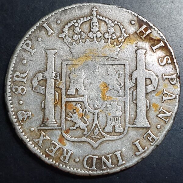 Mexico Spanish Colonial 8 Reales Carol Carolus IIII 1808 PTS PI Potosi Mint - Image 2