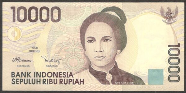 Indonesia 10000 10,000 Rupiah Tjut Nyak Dhien P-137h 2005/1998 UNC