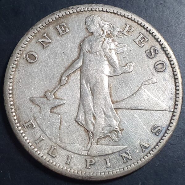 United States Philippines 1 One Peso 1909 S VF Sharp Detail - Image 2
