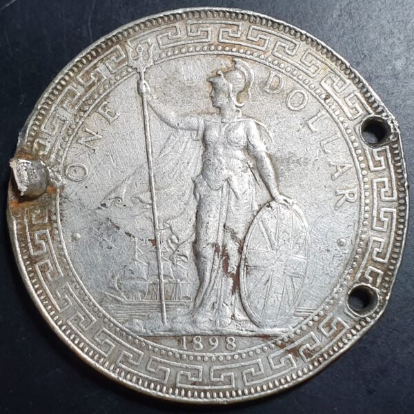 Great Britain Hong Kong 1 One Trade Dollar 1898 B XF Bombay Mint Ex Belt