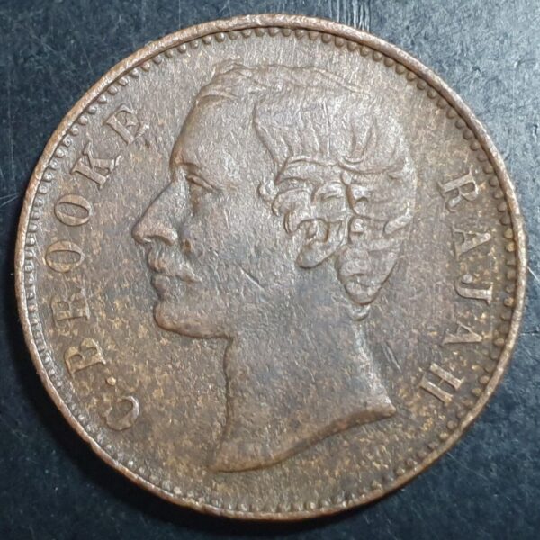 Sarawak Malaya Malaysia 1/2 Half Cent C. Brooke 1870 VF