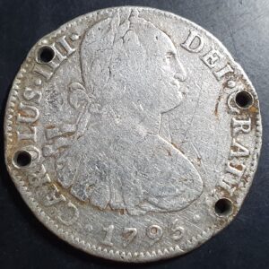 Mexico Spanish Colonial 8 Reales Carol Carolus IIII 1795 Mo FM Ex Belt