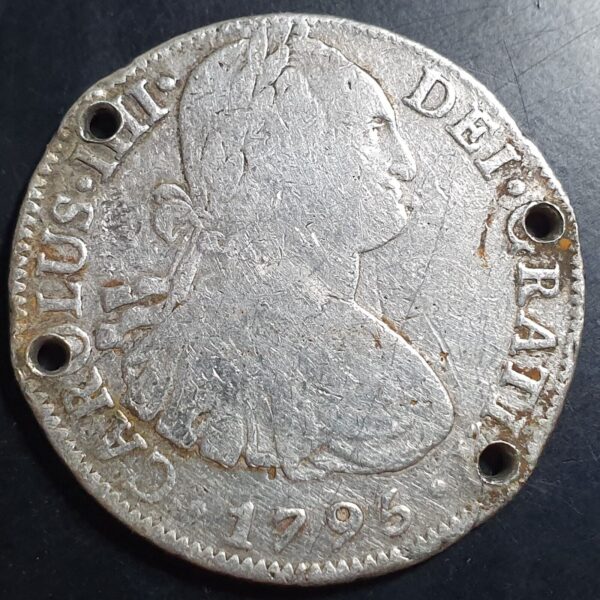 Mexico Spanish Colonial 8 Reales Carol Carolus IIII 1795 Mo FM Ex Belt