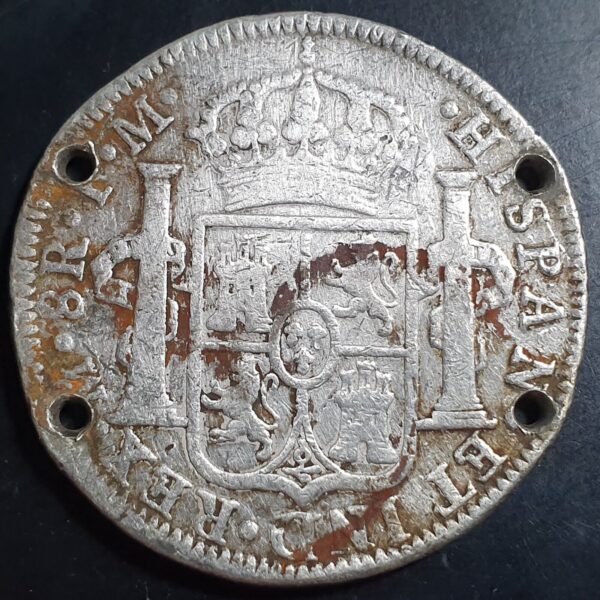 Mexico Spanish Colonial 8 Reales Carol Carolus IIII 1795 Mo FM Ex Belt - Image 2