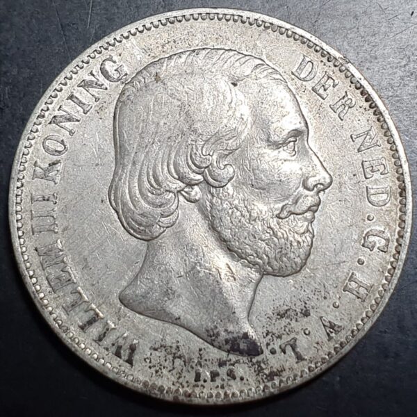 Netherlands 1 Gulden Willem William III 1865 VF Sharp Detail