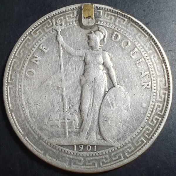 Great Britain Hong Kong 1 One Trade Dollar 1901 B Bombay Mint Ex Jewelry