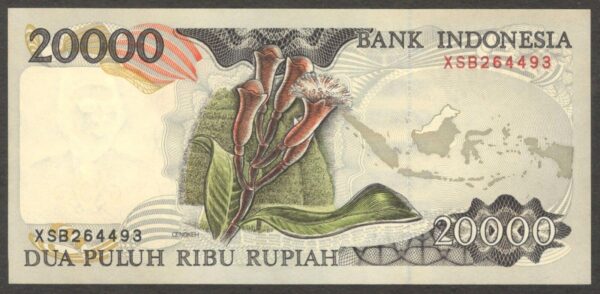 Indonesia 20000 20,000 Rupiah Bird of Paradise Replacement P-135b* 1996/1995 UNC