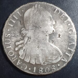 Bolivia Spanish Colonial 8 Reales Carol Carolus IIII 1808 PTS PJ Potosi Mint