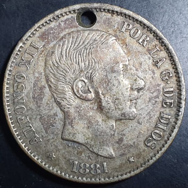 Spain Philippines 50 Centimos Alfonso XII 1881 VF