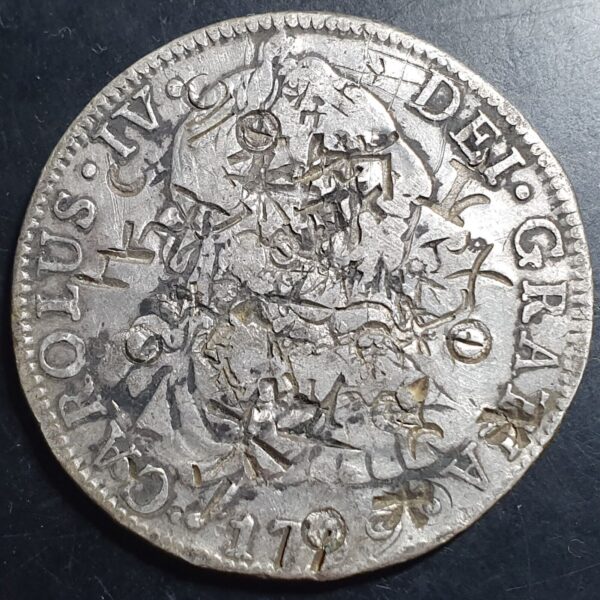 Mexico Spanish Colonial 8 Reales Carol Carolus IV 1789 Mo FM Chinese Chopmark
