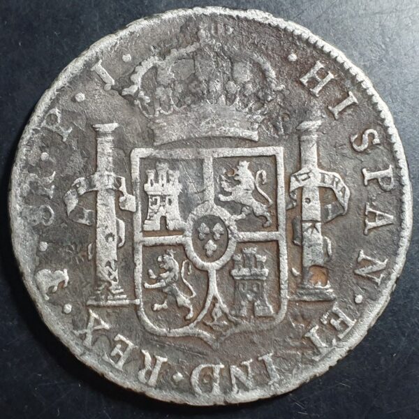 Bolivia Spanish Colonial 8 Reales Carol Carolus IIII 1808 PTS PJ Potosi Mint - Image 2