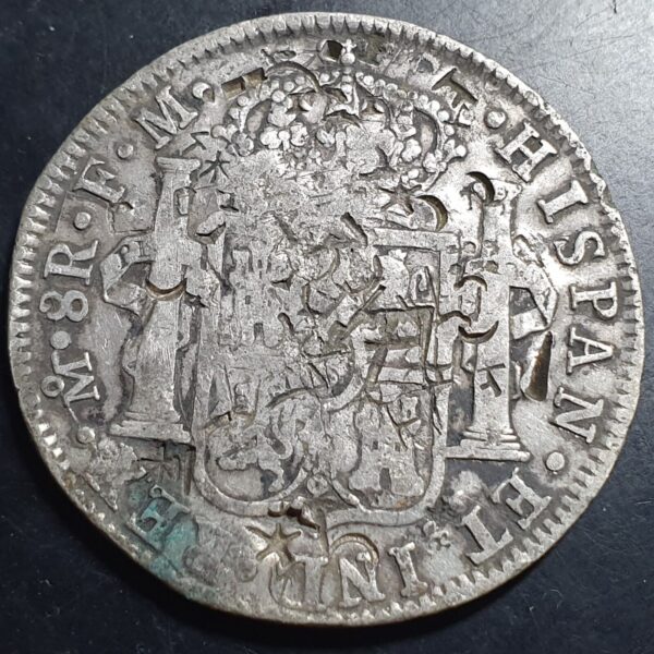 Mexico Spanish Colonial 8 Reales Carol Carolus IV 1789 Mo FM Chinese Chopmark - Image 2