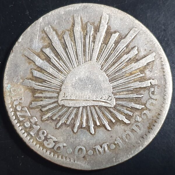Mexico First Republic 8 Reales 1836 Zs OM Zacatecas Mint