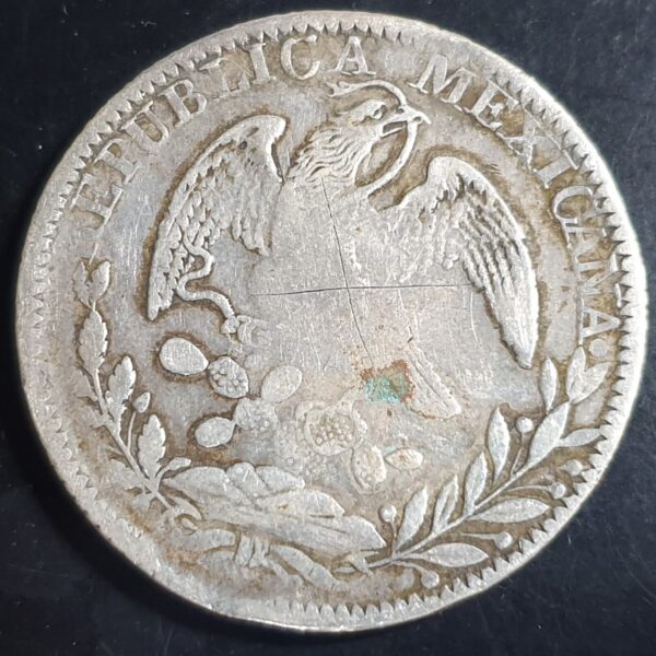 Mexico First Republic 8 Reales 1836 Zs OM Zacatecas Mint - Image 2