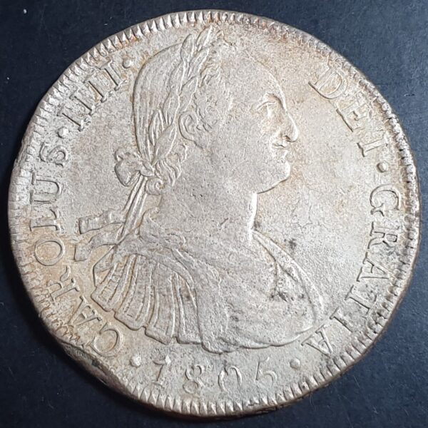 Peru Spanish Colonial 8 Reales Carol Carolus IIII 1805 LM JP Lima Mint - Image 2