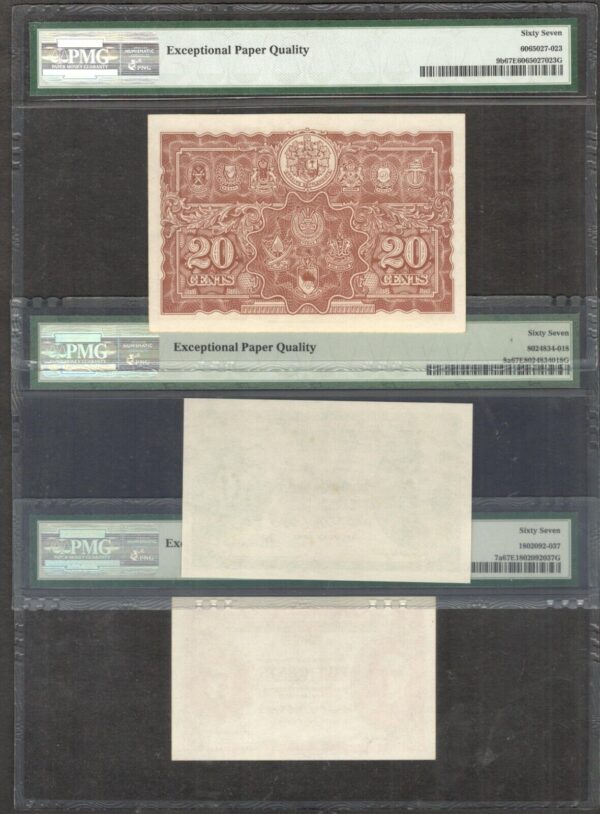 Set 3 Pcs Malaya 5 10 20 Cent King George VI P-7a 8a 9b 1941 PMG 67 EPQ - Image 2