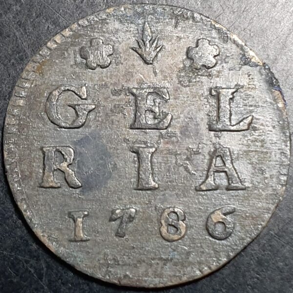 Provincial Dutch Netherlands Gelderland Gelria 2 Stuiver 1786 Silver VF