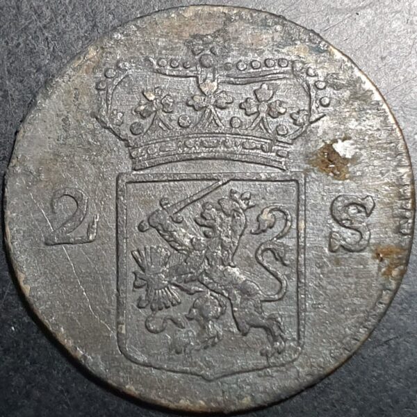 Provincial Dutch Netherlands Gelderland Gelria 2 Stuiver 1786 Silver VF - Image 2