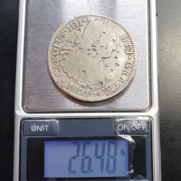 Mexico Spanish Colonial 8 Reales Carolus IIII 1801 Mo FT/M Overstruck Assayer - Image 4