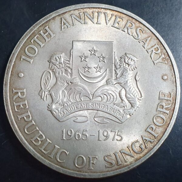 Singapore 10 Dollars Commemorative Ship 1975 Silver - Image 2