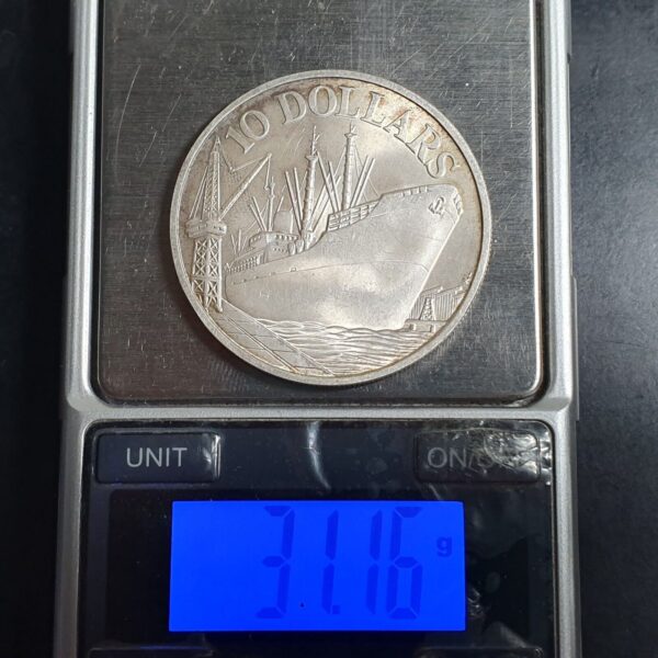 Singapore 10 Dollars Commemorative Ship 1975 Silver - Image 3