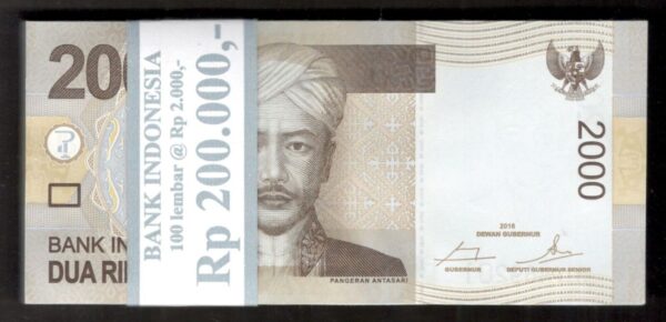 Lot 100 Pcs 1 Bundle Consecutive Indonesia 2000 2,000 Rupiah 2009 UNC