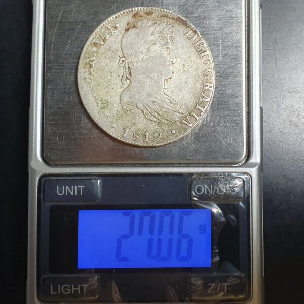 Mexico Peru Spanish Colonial 8 Reales Ferdin Ferdinand VII 1819 LME JP Lima Mint - Image 4