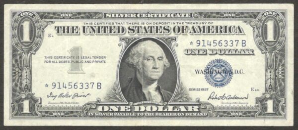 United States 1 Dollar Washington Silver Certificate Star Replacement 1957 VF