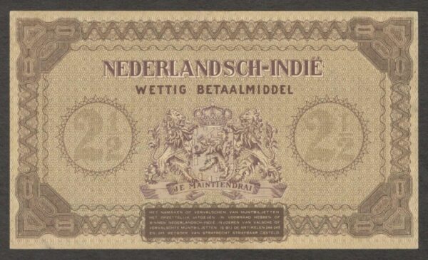 Netherlands Indies Indonesia 2 1/2 2.5 Gulden Muntbiljet P-109 1940 UNC - Image 2