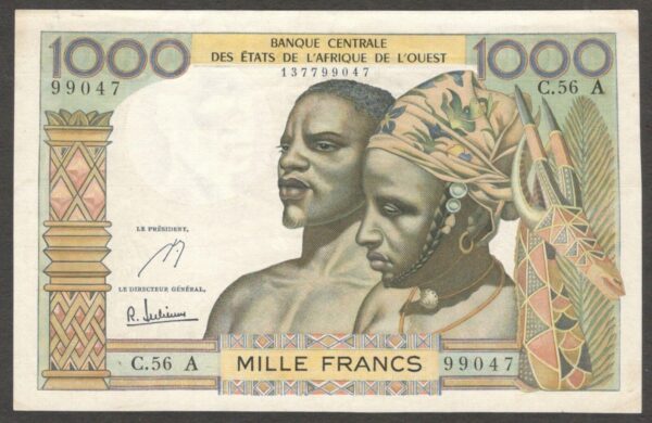 West Africa States Cote d'Ivoire Ivory Coast 1000 1,000 Francs 1977-92 XF to XF+