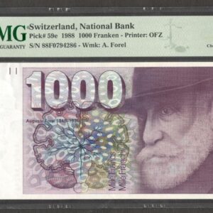 Switzerland 1,000 1000 Franken Auguste Forel P-59e 1988 PMG 64 Ch UNC No Remark