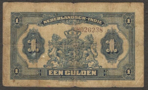 Netherlands Indies 1 Gulden Queen Wilhelmina Muntbiljet P-100 1920 VG Scarce