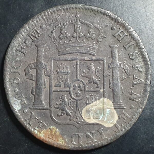 Mexico Spanish Colonial 8 Reales Carol Carolus IIII 1797 Mo FM Ex Shipwreck - Image 2