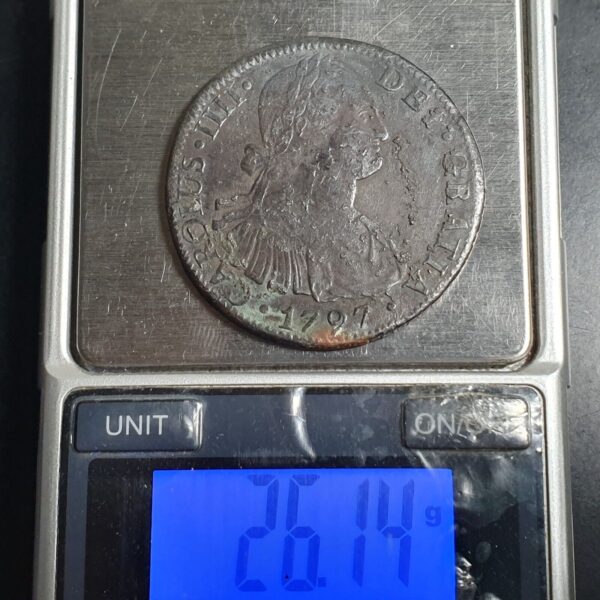 Mexico Spanish Colonial 8 Reales Carol Carolus IIII 1797 Mo FM Ex Shipwreck - Image 4
