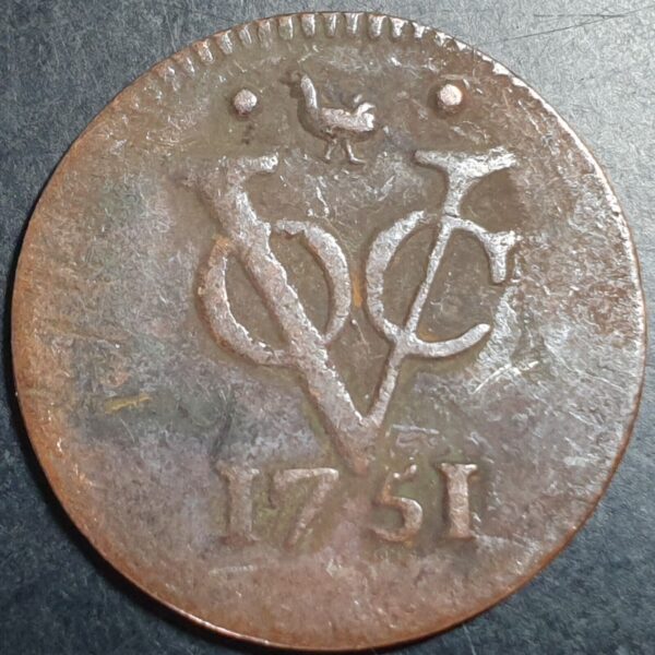 Netherlands East Indies VOC West Friesland Indonesia 1 One Duit 1751 VF