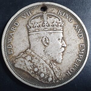 Straits Settlements Malaya 1 One Dollar King Edward VII 1904 Holed