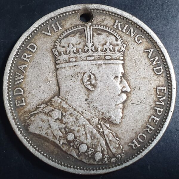 Straits Settlements Malaya 1 One Dollar King Edward VII 1904 Holed
