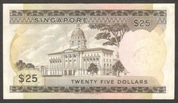 Singapore 25 Dollars Hon Sui Sen Red Seal P-4 ND 1972 XF+ High Grade - Image 2