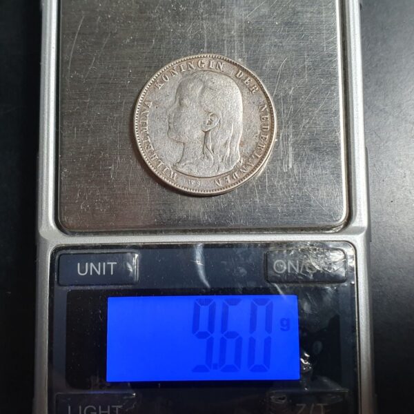 Netherlands 1 Gulden Wilhelmina Longhair 1892 Silver VG - Image 3
