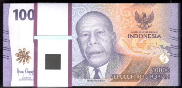 Lot 100 Pcs 1 Bundle FIRST PREFIX AAA Indonesia 10000 10,000 Rupiah 2022 UNC - Image 2