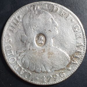 Great Britain Dollar George III (ca 1797) C/M on 8 Reales Carolus IIII 1796 MoFM