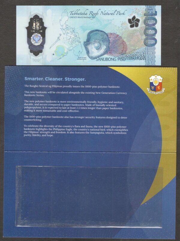 Philippines 1000 1,000 Pesos BSP Special Prefix P-230a 2022 Incl. Folder GEM UNC - Image 2