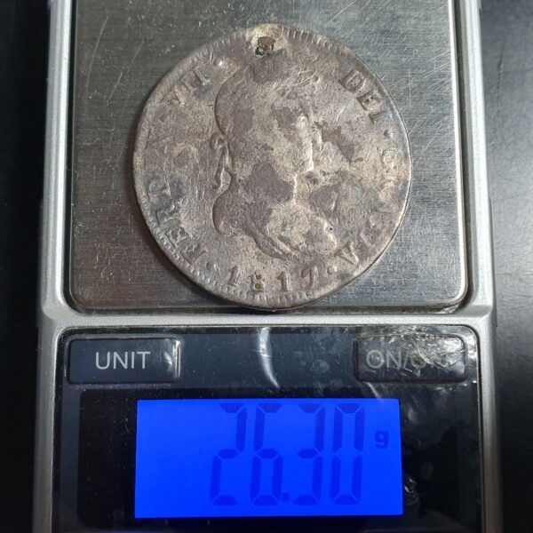 Mexico Spanish Colonial 8 Reales Ferdin Ferdinand VII 1817 Mo JJ Mexico Mint - Image 3