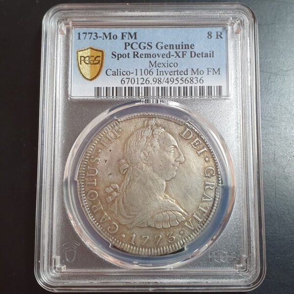 Mexico Spanish Colonial 8 Reales Carol Carolus III 1773 Mo Inverted FM PCGS XF - Image 4