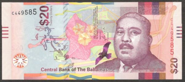 Bahamas 20 Dollars Sir Milo B. Butler 2018 UNC